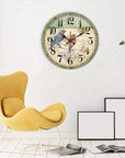 European Creative Wall Clock Wooden Living Room Quartz