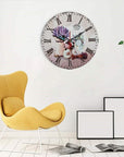 European Creative Wall Clock Wooden Living Room Quartz