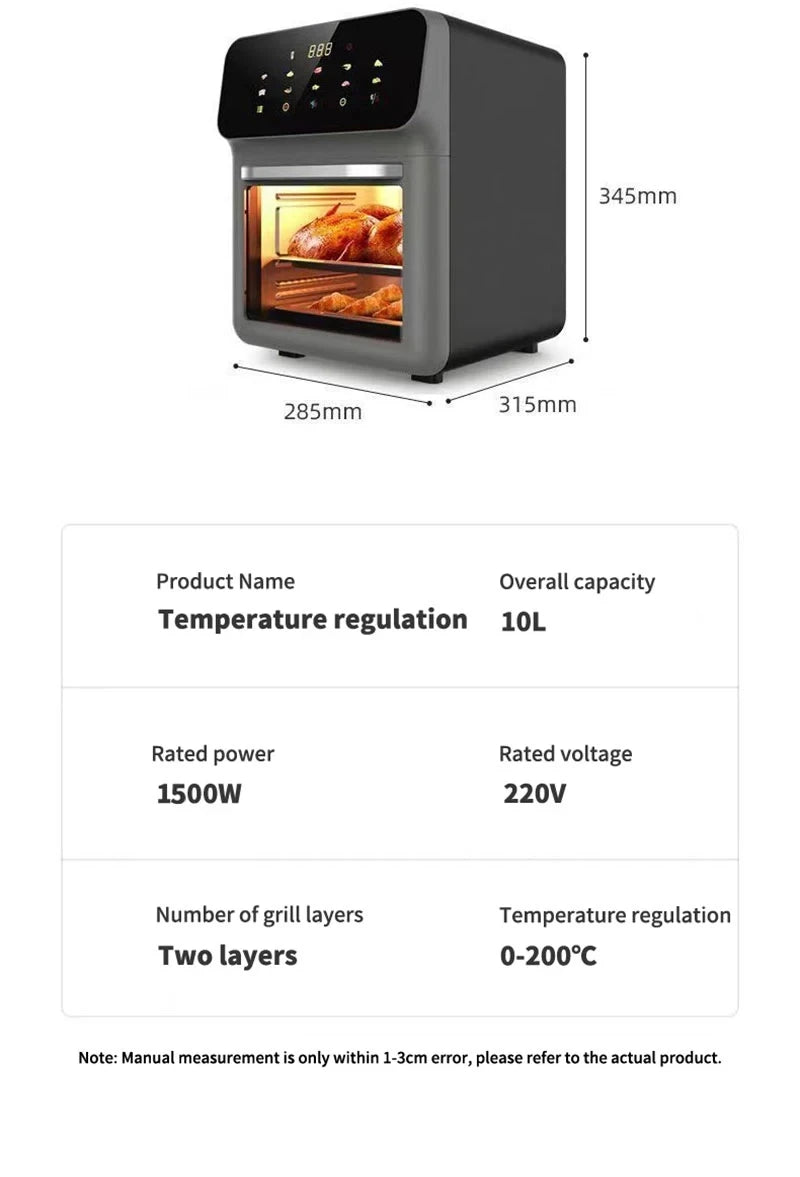 12L Large Capacity Electric Air Fryers Oil-free Automatic Household Kitchen 360°Baking Convection Oven Deep Fryer without Oil