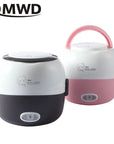 DMWD MINI Rice Cooker Thermal Heating Electric Lunch Box 1/2 Layers Portable Food Steamer Cooking Container Meal Lunchbox Warmer