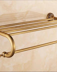 Antique Brushed Copper Carved Base Bathroom Accessories Bath Towel Shelf Towel Bar Paper Holder Cloth Hook