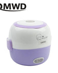 DMWD MINI Rice Cooker Thermal Heating Electric Lunch Box 1/2 Layers Portable Food Steamer Cooking Container Meal Lunchbox Warmer