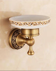 Antique Brushed Copper Carved Base Bathroom Accessories Bath Towel Shelf Towel Bar Paper Holder Cloth Hook