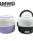 DMWD MINI Rice Cooker Thermal Heating Electric Lunch Box 1/2 Layers Portable Food Steamer Cooking Container Meal Lunchbox Warmer