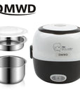 DMWD MINI Rice Cooker Thermal Heating Electric Lunch Box 1/2 Layers Portable Food Steamer Cooking Container Meal Lunchbox Warmer