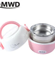 DMWD MINI Rice Cooker Thermal Heating Electric Lunch Box 1/2 Layers Portable Food Steamer Cooking Container Meal Lunchbox Warmer