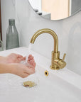 Modern Basin Faucet Gold Basin Faucet Bathroom Taps Single Handle Hot and Cold Sink Mixer Taps Stainless Steel Basin Faucet