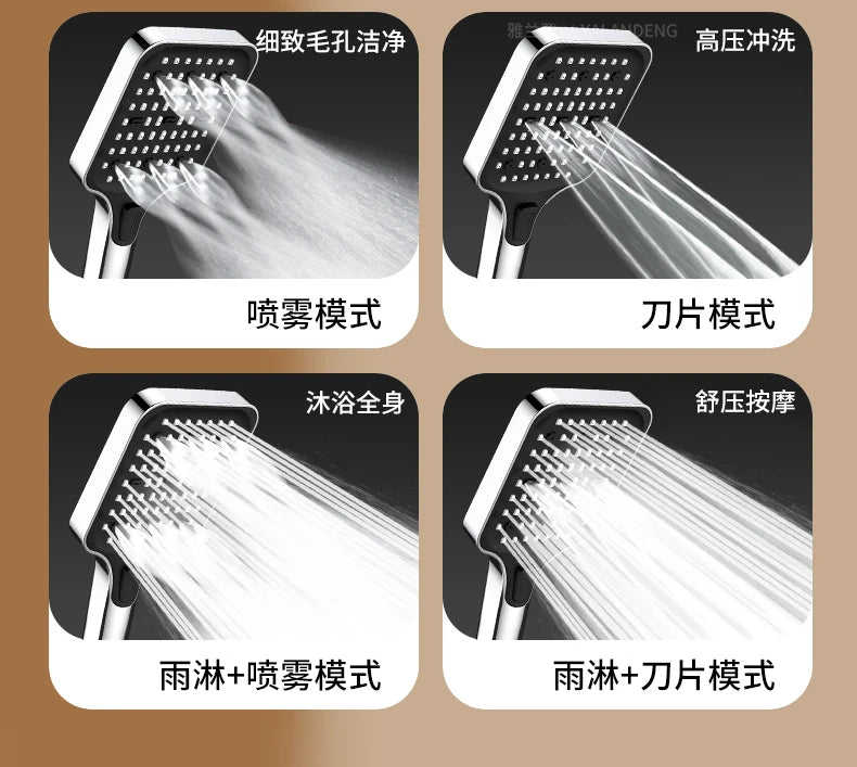 Large Shower Head 6 Modes Adjustable Shower Head Bathroom High-pressure Water-saving Shower Mixer Nozzles Bathroom Accessories