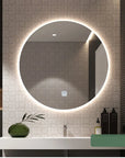 1Pcs Led Bathroom Illuminated Circular Mirror Wall Mounted Intelligence Cosmetic Mirrors Espelho Para Banheiro Home Decoration